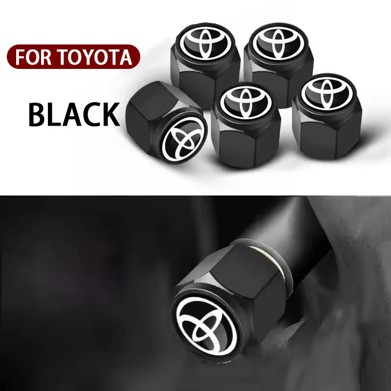 5pcs Car Tire Stem Valve Caps Dustproof Caps Cover Accessories For Toyota Hilux Aygo Yaris Ractis Corolla Camry CHR Auris Tacoma