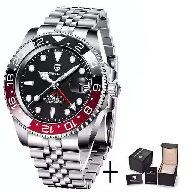 PAGANI DESIGN 2026 GMT Watches Men Luxury Sapphire Automatic Mechanical Watch 40MM Stainless Steel Waterproof Watches for men