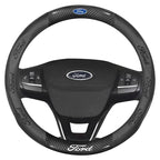 For Ford Mondeo Focus Raptor Puma Edge Explorer Ecosport Ranger F150 Kuga Car AntiSlip Carbon Fiber Leather Steering Wheel Cover