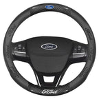 For Ford Mondeo Focus Raptor Puma Edge Explorer Ecosport Ranger F150 Kuga Car AntiSlip Carbon Fiber Leather Steering Wheel Cover