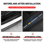 Car Door Threshold Scuff Plate Carbon Fiber Decals Stickers For Chevrolet Cruze Impala Malibu Silverado Cobalt Impala Onix Tahoe