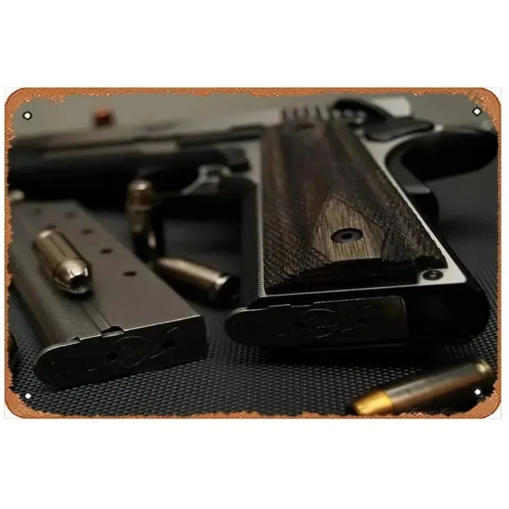 Letreros Metálicos con Forma de Pistola, que Exudan un Toque Militar, Ideales como Decoración de Pared en Cuartos de Hombre, Hogares, Cafeterías, Jardines, Clubes y Bares.