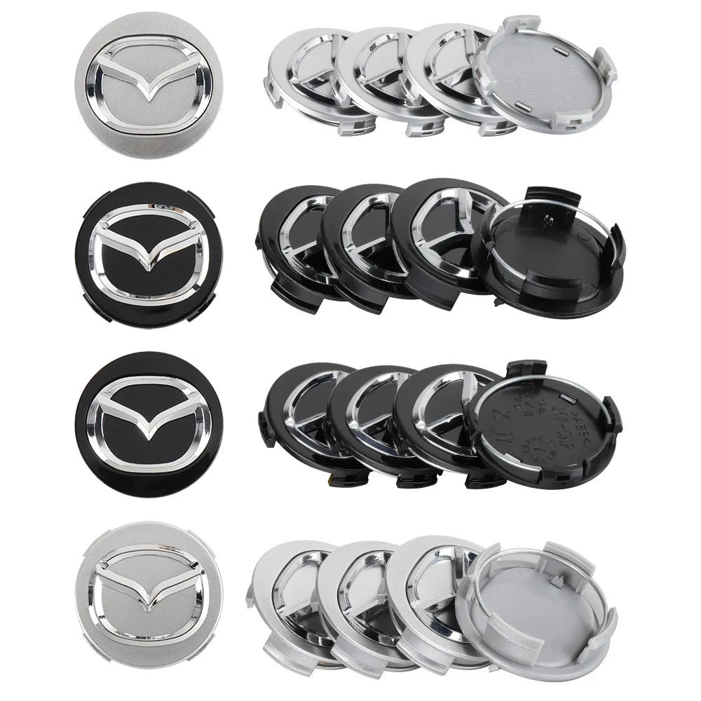 4Pcs 56MM Car Wheel Center Hub Cap Badge Accessor For Mazda Axela Demio Atenza CX CX3 CX7 CX30 CX60 CX9 2 3 4 323 MX3 MX6 RX3 MS