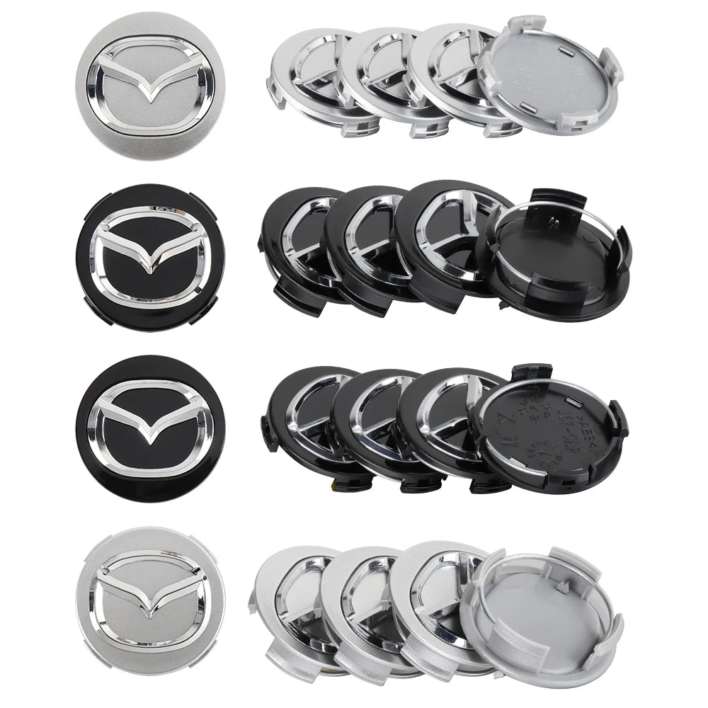 4Pcs 56MM Car Wheel Center Hub Cap Badge Accessor For Mazda Axela Demio Atenza CX CX3 CX7 CX30 CX60 CX9 2 3 4 323 MX3 MX6 RX3 MS