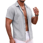 Mens Summer Hawaiian Short Sleeve Shirts Cotton Linen Lapel Tops Casual Breathable Beach and Gym Tees Plus Size for Men Tops