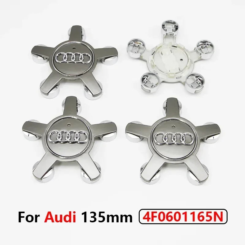 4pcs Audi 135MM Car Hub Caps 8R0601165 4F0601165 For A4 A5 A6 A7 Q3 Q5 A3 S5 Accessories Auto Wheel Center Cap Hubcap Rim Covers