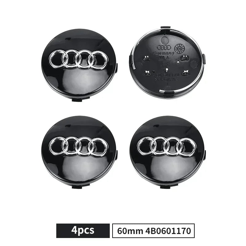 For Audi 4pcs 60mm Car Styling Audi Wheel Center Cap Emblem Hub Covers Badge For Audi B5 B6 B7 B8 B9 D3 Q3 Q5 Q7 TT A1 A3 A4 A5