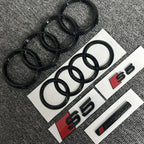 For AUDI S5 2010-2019 4Ring logo ABS Black Car Hood Front Grill Emblem Rear Trunk Badge Sticker S5 Audi Sport Sticker