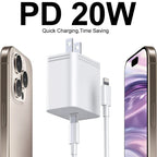 For iPhone 16 15 Samsung PD 20W USB Type C Charger Fast Charging Power Adapter Type C Cable Wall Phone Charger Quick Charge Plug