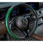 2/3PCS Laser Carbon Fiber Silicone Car Steering Wheel Cover 1K Micro Fiber Leather PVC Wheel Booster Cover Non-Slip Universal