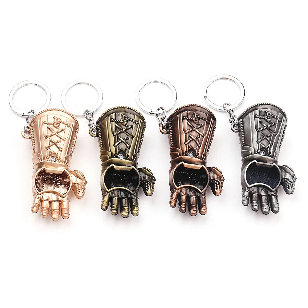 Movies The Avengers Thanos Infinity Gauntlet Bottle Opener Keychain Backpack Accessories Kids Keyrings Holder Pendant Gift