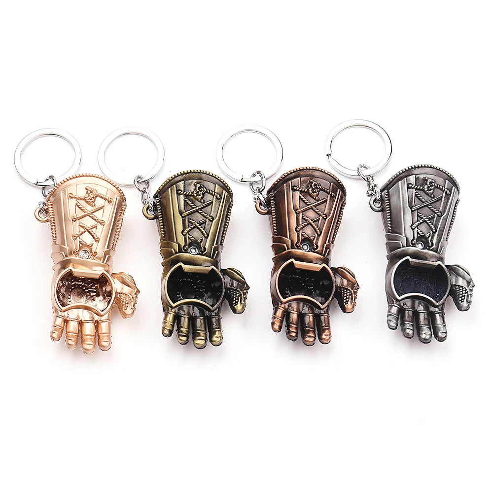 Movies The Avengers Thanos Infinity Gauntlet Bottle Opener Keychain Backpack Accessories Kids Keyrings Holder Pendant Gift