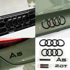for Audi A5 2010-2019 2020-2024 2.0T S Line Quarrto Sticker 4Ring ABS 192mm 273mm 249mm Car Front Emblem Rear Trunk Decoration
