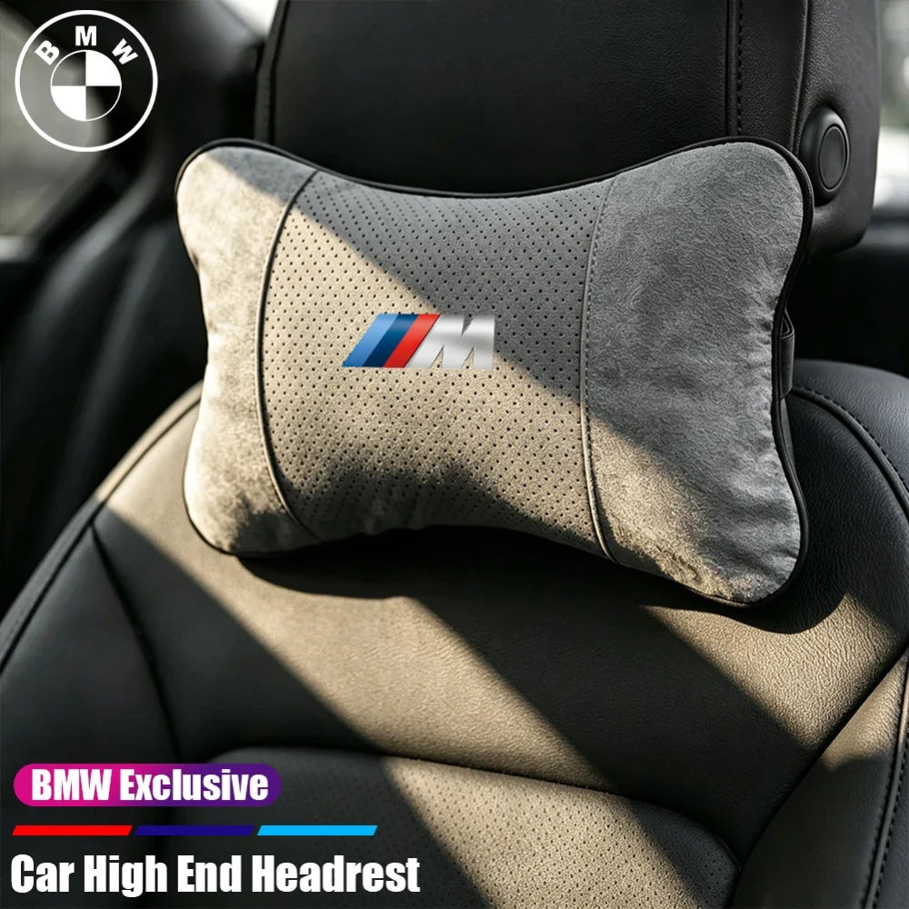 Soft Suede Neck Pillow Comfort Car Headrest Interior Decor Accessories For BMW E90 G80 M3 G30 M5 F82 F83 F20 F21 G42 F95 F96 G06