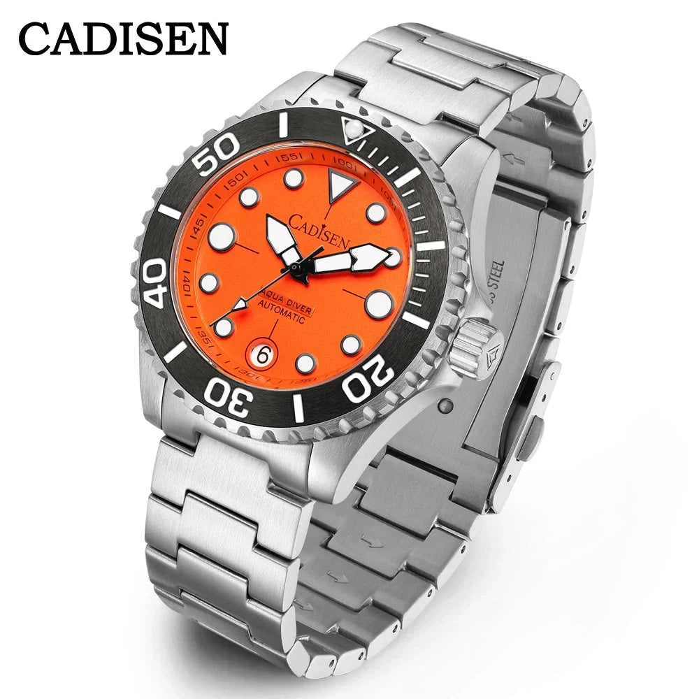 CADISEN AQUA DIVER New Brand Luxury Men Watches Automatic Watch Japan MIYOTA 8215 100M Waterproof Luminous Mechanical Wristwatch