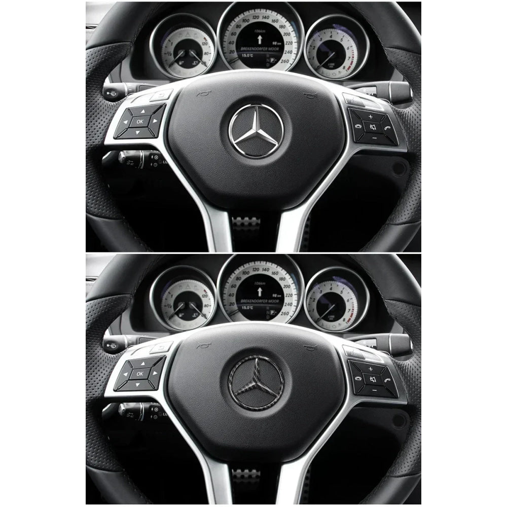 Emblema de logotipo para volante de coche de 52 mm y 57 mm, accesorios de estilo ABS para Mercedes Benz Serie C, E, S, CLA, CLS,