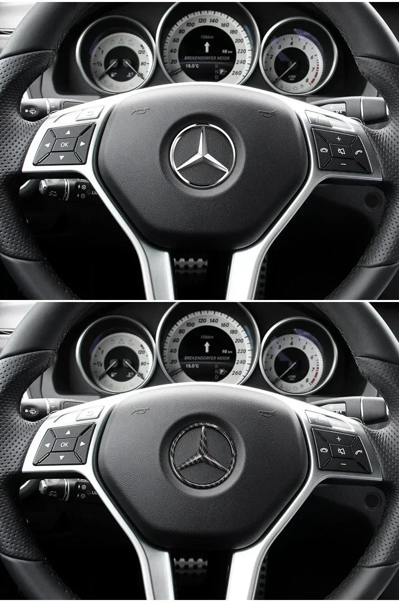 Emblema de logotipo para volante de coche de 52 mm y 57 mm, accesorios de estilo ABS para Mercedes Benz Serie C, E, S, CLA, CLS,