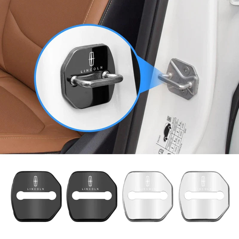 4PCS Car Door Lock Cover Stainless Steel Protection Accessories For Lincoln Continental MKZ Town-car Navigator MKX Energy Zephyr