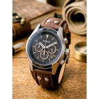 Fossil Coachman CH2891 Mens Watch Chronograph Black Dial Genuine Brown Leather Strap Sport Quartz Wristwatches Top Luxury