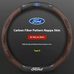 For Ford Mondeo Focus Raptor Puma Edge Explorer Ecosport Ranger F150 Kuga Car AntiSlip Carbon Fiber Leather Steering Wheel Cover