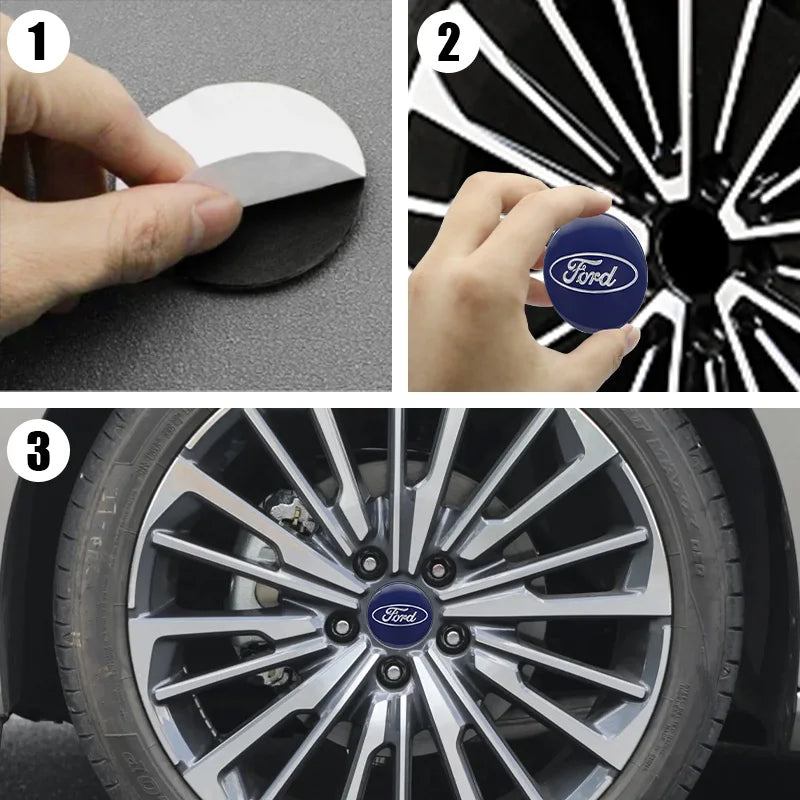 4Pc 65mm 60mm 56mm Car Wheel Center Hub Cap Cover Badge Stickers For Ford F150 Focus Ranger Fiesta Transit Mustang Mondeo Fusion