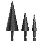 Broca escalonada negra con ranura recta y vástago Hexagonal, juego de herramientas de taladro de torre escariado de 3-12/4-12/4-20/4-32mm