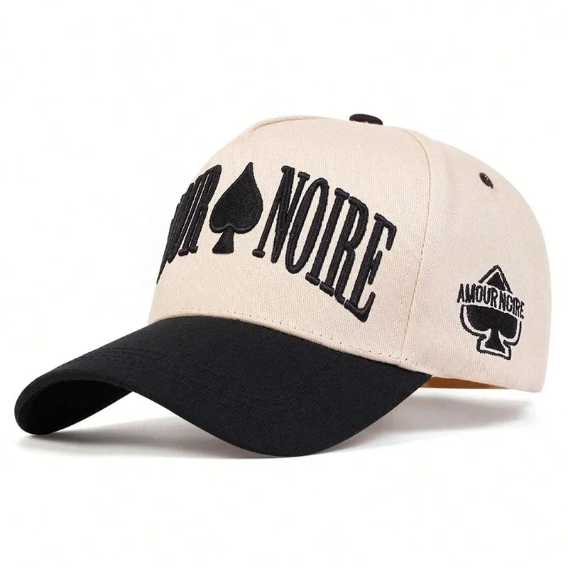 Unisex AMOUR NOIRE Spades Embroidery Baseball Caps Spring Autumn Outdoor Adjustable Casual Hats Dad Hat Sunscreen Hat