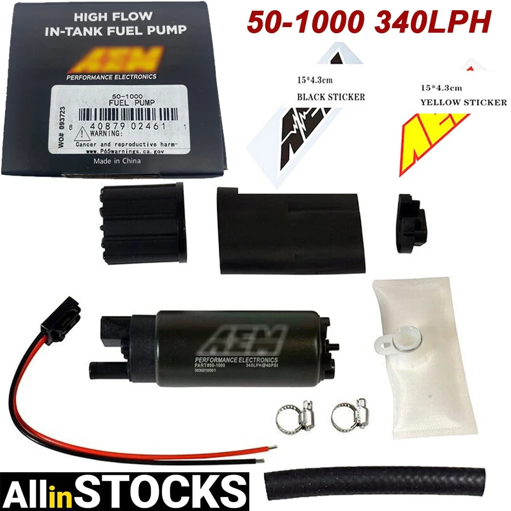 Brand New For AEM 50-1000 340LPH Electric High Flow Intank EFI Fuel Pump w/ Strainer & Install Kit For Walbro GSS342 50-1210
