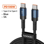 Toocki 100W tipo C a USB C cable PD 3,0 carga rápida 4,0 carga rápida tipo C a tipo C para iPhone 15 Macbook Samsung Xiaomi