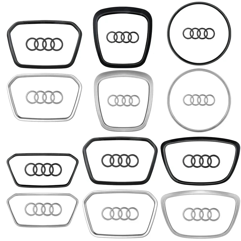 Audi Automobile Steering Wheel Logo Bright Frame Strip Electroplated Sticker Emblem For A3 A4 B8 8P B9 8V A5 A6 C7 A7 Q3 Q5 Q7