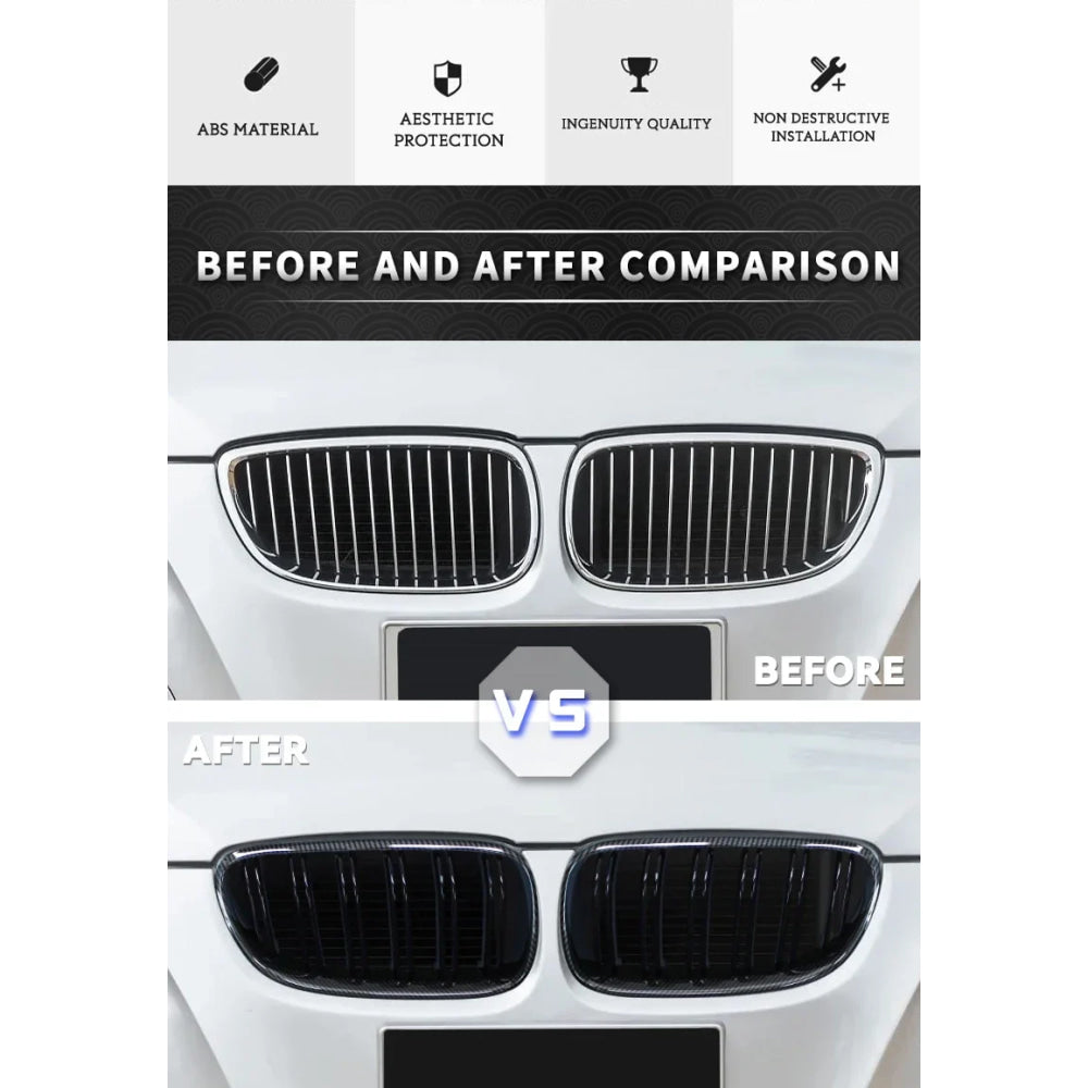 2Pcs Car Style Black Front Kidney Double Slat Grill Grille for-BMW E92 E93 3-Series 328I 335I Coupe LCI 2010-2013