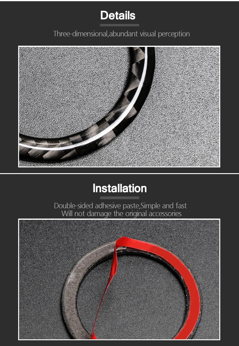 BETTERHUMZ Carbon Fiber For Mercedes Benz W204 W205 W212 C E Class Car Engine Start Stop Button Trim Ring Sticker Accessories