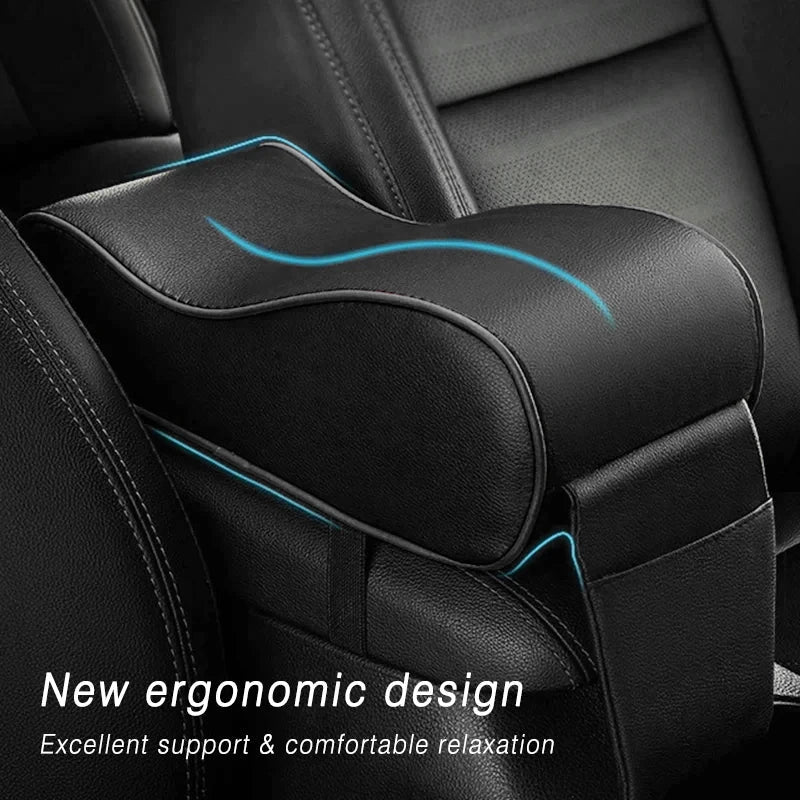 Almohadilla para reposabrazos de coche, cojín de protección de consola Central de cuero para coche, caja de almacenamiento de reposabrazos de espuma viscoelástica gruesa con bolsillo