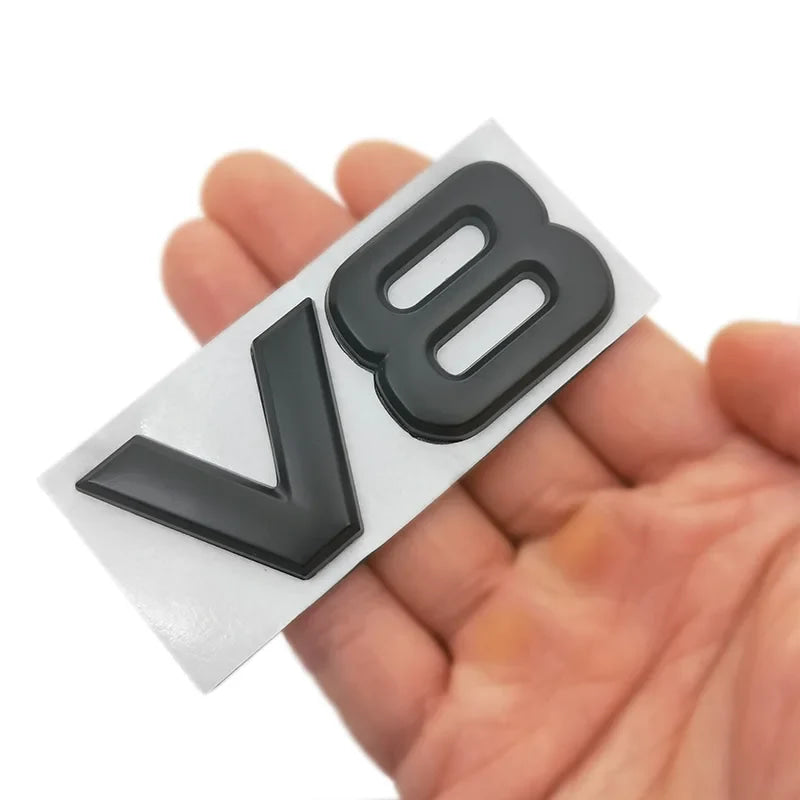 Metal Car Sticker V8 Rear Emblem Badge Decals Tail Trunk Sticker for Benz AMG BMW Mazda Chevrolet Skoda Ford Opel Audi Volvo