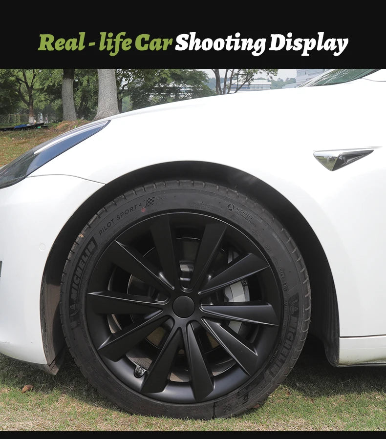 4PCS for Model 3 (2017-2023) 18 Inch Blade Wheel Cover Hubcaps Whirl Cap Rim Cover Replacement Wheel Cap Accessories for Tesla