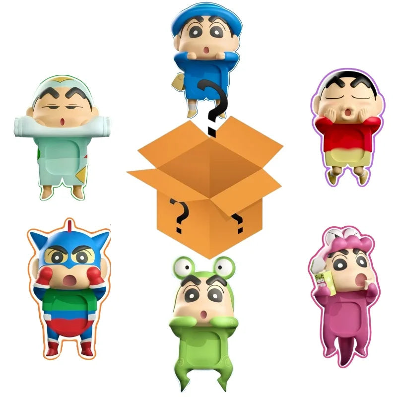 Kucikuji Original Crayon Shin Chan Blind Boxs Toys Kawaii Figures Anime Model Mobile Phone And Computer Screen Car Ornament Toys