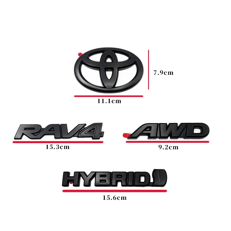 8 piezas de cubiertas ABS para RAV4, compatibles con Toyota RAV4 XLE AWD 2019-2023, en negro mate mixto, con emblema superpuesto