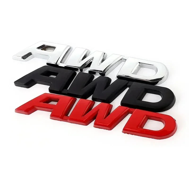 3D Metal AWD Letters Rear Trunk Fender Emblem Badge Sticker Decals For Honda CRV HRV Highlander Car Styling Accessories