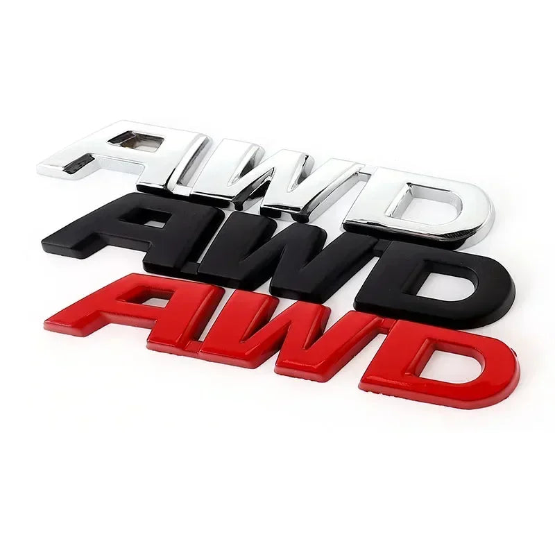 3D Metal AWD Letters Rear Trunk Fender Emblem Badge Sticker Decals For Honda CRV HRV Highlander Car Styling Accessories