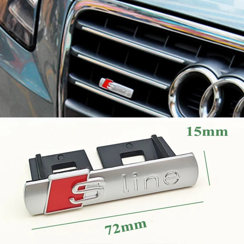3D Metal Logo Sline Emblem Car Fender Side Sticker Front Grill Badge For Audi A3 A4 A5 A6 A7 S3 S4 S5 S6 TT S Line Accessories