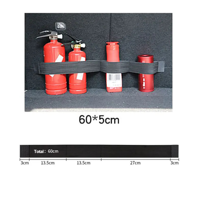 Organizador de maletero de coche, cinta de fijación elástica, extintor de incendios, tanque de agua, cinta de fijación de almacenamiento varios, accesorios de almacenamiento de coches
