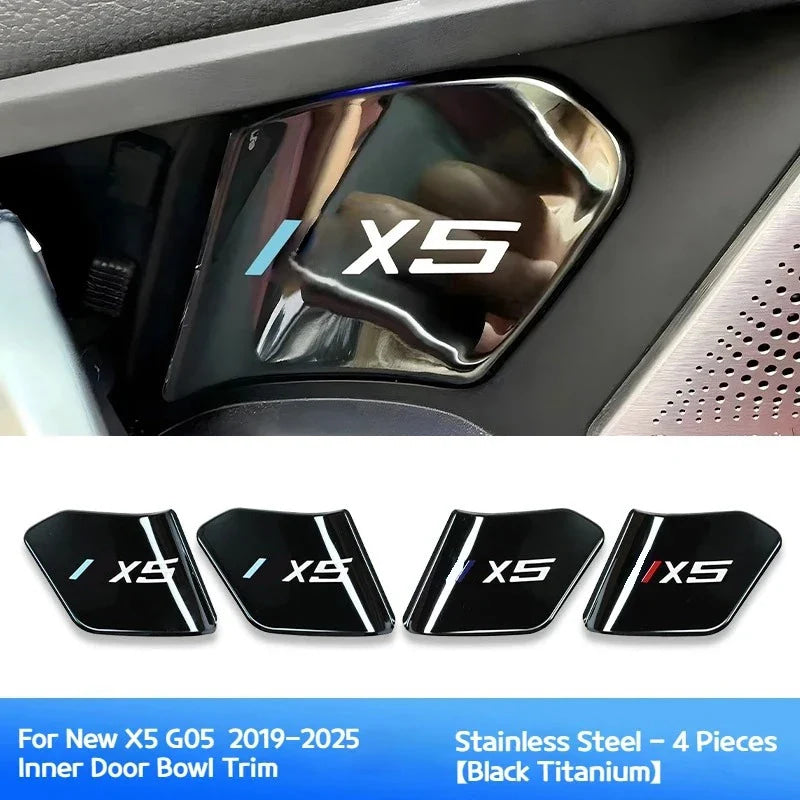 4Pcs Car Inner Door Bowl Guard Stainless Steel For BMW X5 G05 2019-2026 Car Door Handle Protective Trim Exterior Accessories