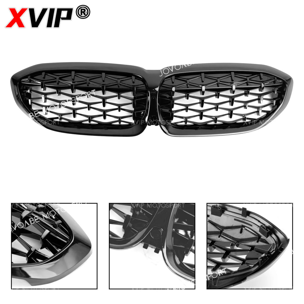 XVIP Front Bumper Kidney Grill Diamonds Style Grille For BMW 3-Series G20 G21 2019-2023 318i 320i 320d 330i 340i 340d M Sport