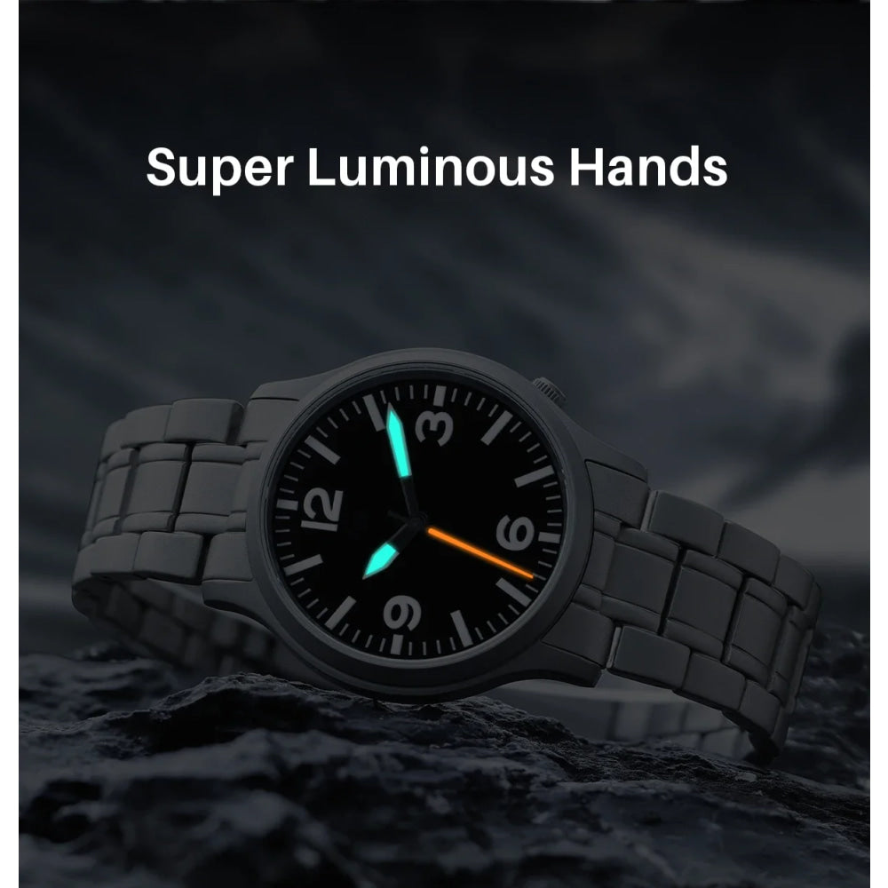 BERNY Full Titanium Watches for Men Super Luminous Sapphire Sports Field Quartz Men's Watch VH31 Wristwatch 5ATM Easy Read