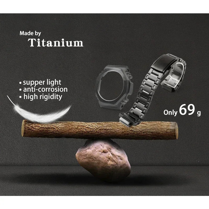 Modification Kit Titanium Case Strap for Ga-b2100 Ga 2100 Ga2110 Casioak Watchband Accessory Refit Bezel Frame No Etching Screws