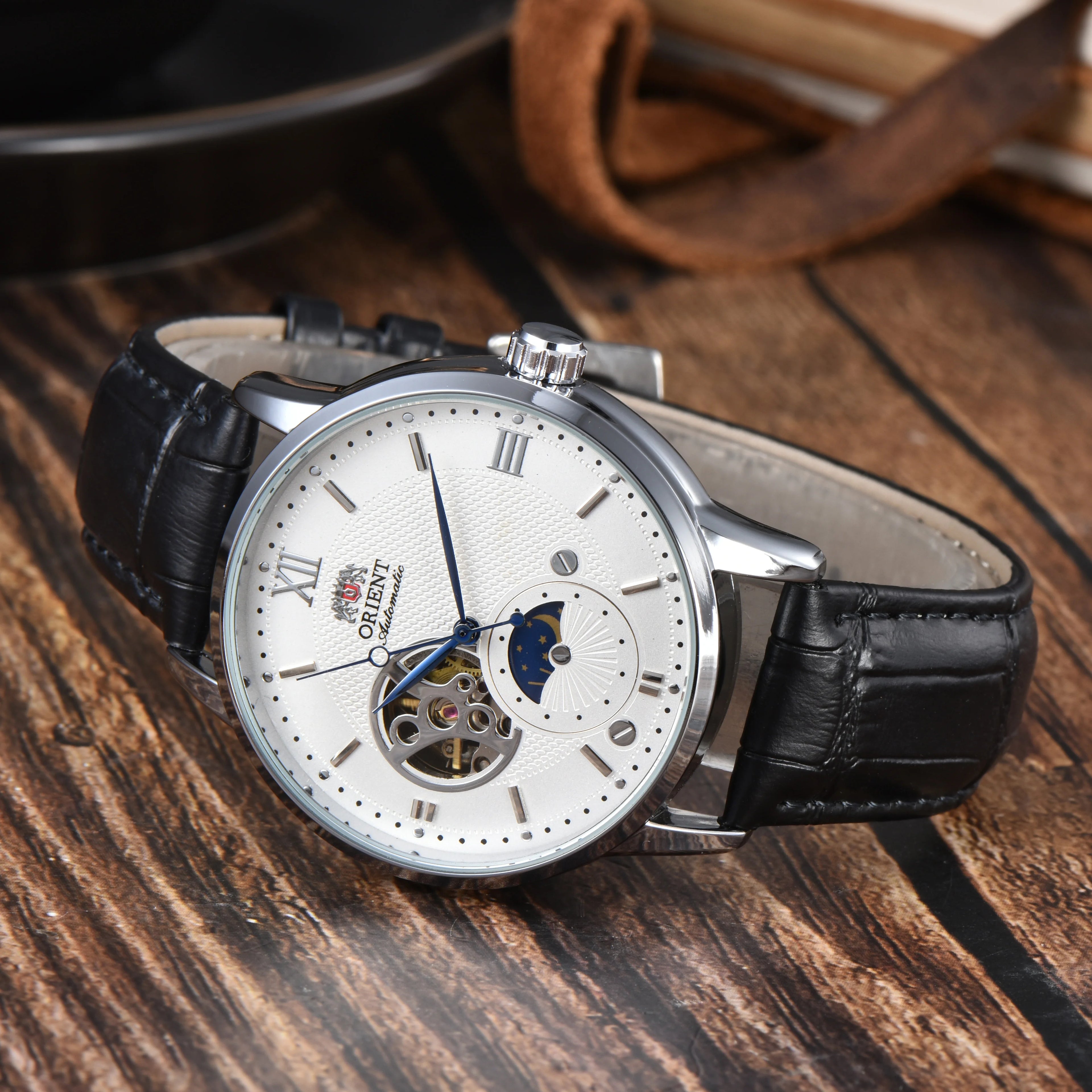 Mechanical Unisex Automatic World Time Full Function Leather Strap Water Resistant Shockproof Star Orient Series