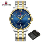 NAVIFORCE Men's Watch Classic Stainless Steel Strap 3ATM Waterproof Calendar Minimalist Dial Men's Chronograph Watch NF9272S