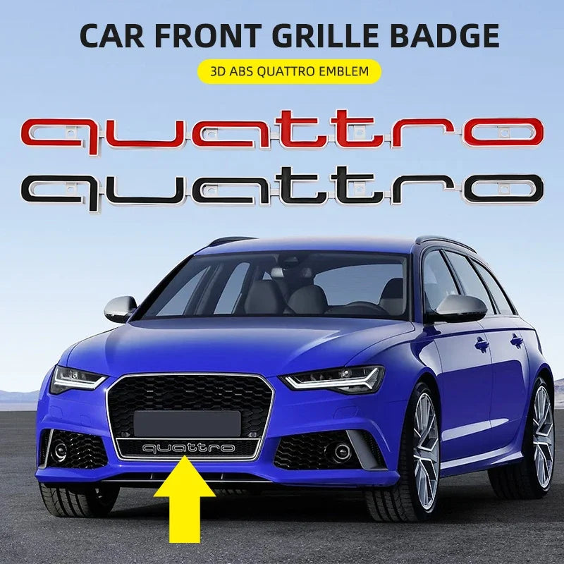 3D ABS Car Front Grille Emblem Auto Head Hood Quattro Badge Decoration Accessories for Audi S A3 A4 B8 8P 8V A6 C7 A5 Q5 B7 B6