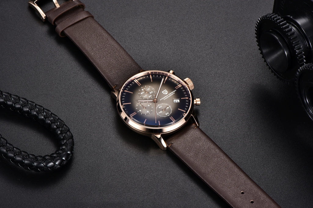Pagani Design Fashion Luxury Men's Quartz Chronograph Watch Japan VK67 Movement Leather Strap Large Calendar PD-2720K reloj