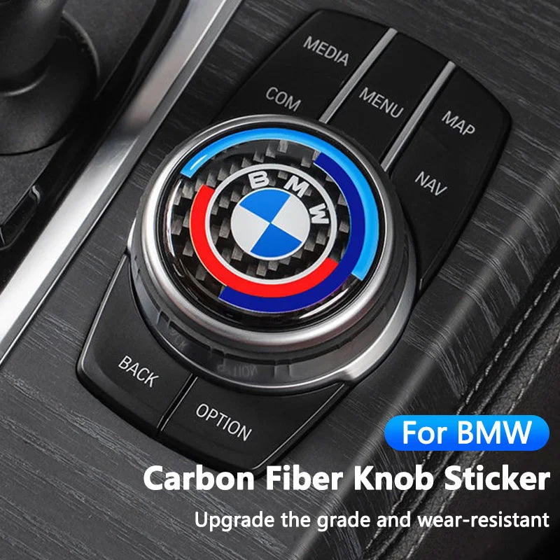 4.5CM 4.8CM Carbon Fibre Car Center Console Knob Stickers Decoration Accessories For BMW 1 2 3 4 5 6 Series GT Z4 X3 X4 X5 X6 X7